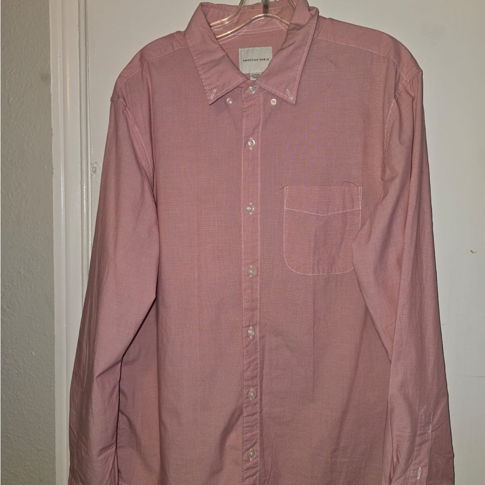 American Eagle Outfitters Pink Casual Button Down Shirt